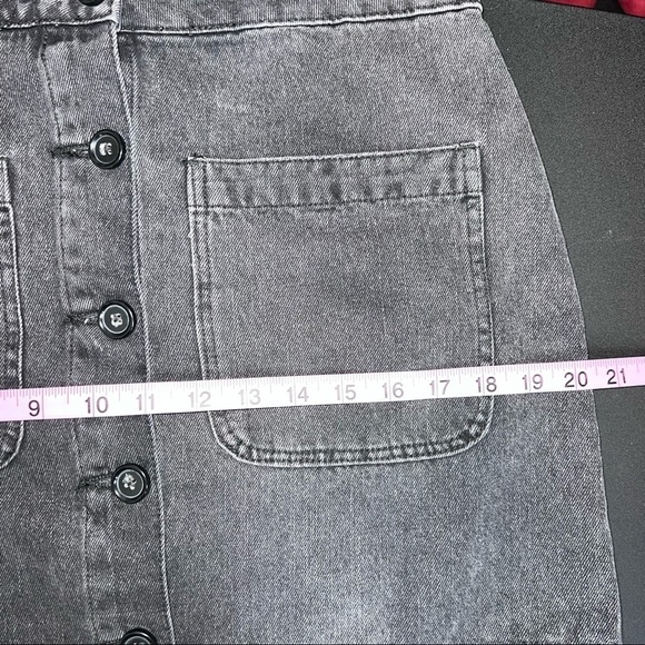 Free People Jean Skirt Women Size 30 Button Front Washed Black Mini High Rise CL - Picture 7 of 8